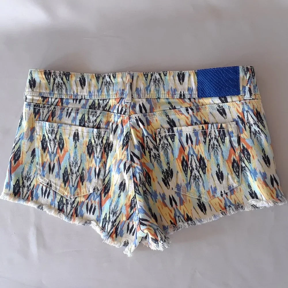 Dollhouse Multicolored Frayed Denim Short Shorts